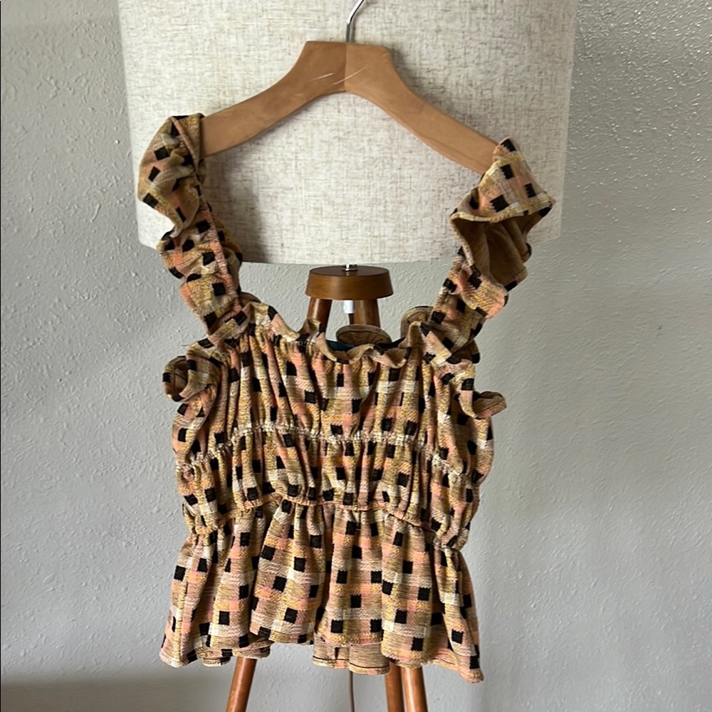 Checkered Ruffle Strap Top - Picture 5 of 5